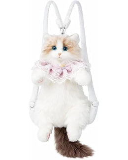 Cute Cat Plush Backpack Purse for Girls & Women | Kawaii Faux Fur Crossbody Bag