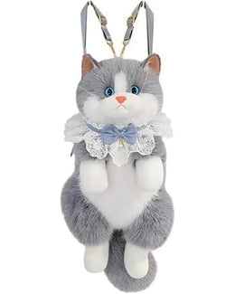 Cute Cat Plush Backpack Purse for Girls & Women | Kawaii Faux Fur Crossbody Bag