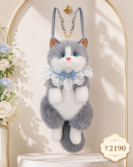 Cute Cat Plush Backpack Purse for Girls & Women | Kawaii Faux Fur Crossbody Bag